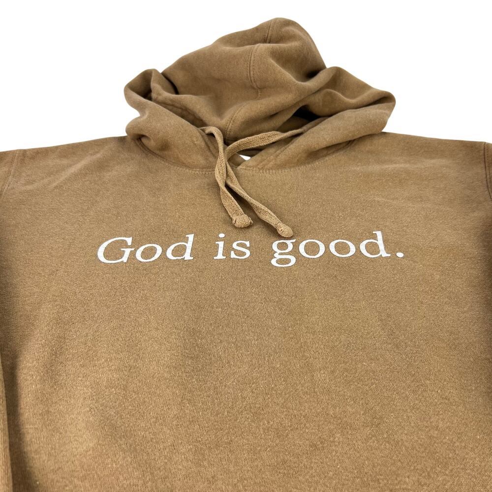 "GOD IS GOOD" TAN HOODIE Unisex Oversized Sweatshirt Medium